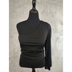 Sterling Kreek On The Horizon Black One Shoulder Ruched Top XL New